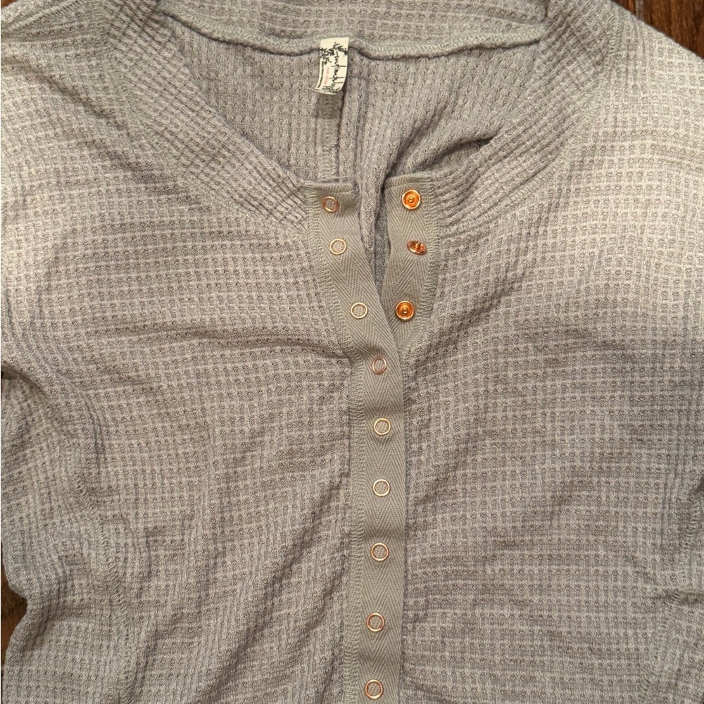 Free People Grey Button Down Shirt​​ - Picture 2 of 5